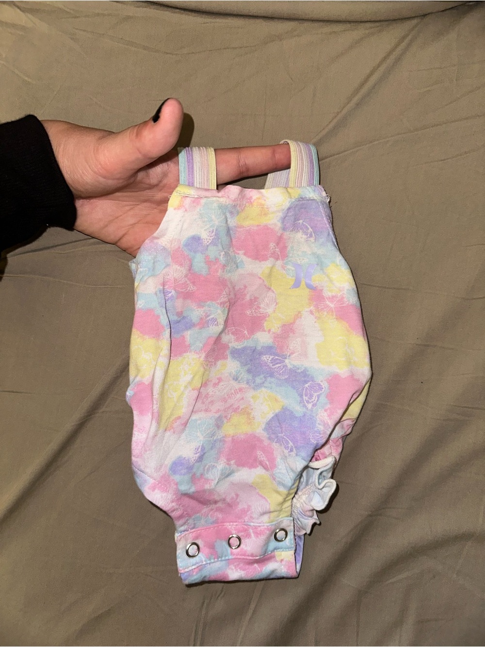 Two Hurley Tie-Dye Rompers with Striped Straps